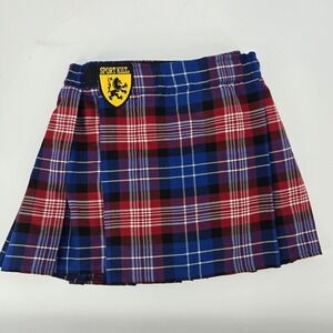 Sport Kilt USA Tartan Blue Red Plaid Kilt Size Small Made in USA